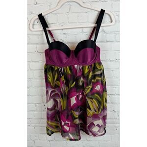 MISSONI for TARGET purple black bra semi-sheer babydoll lingerie size S